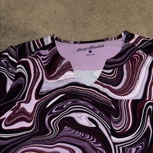Women's Swirl Pattern Top - Purple and Black